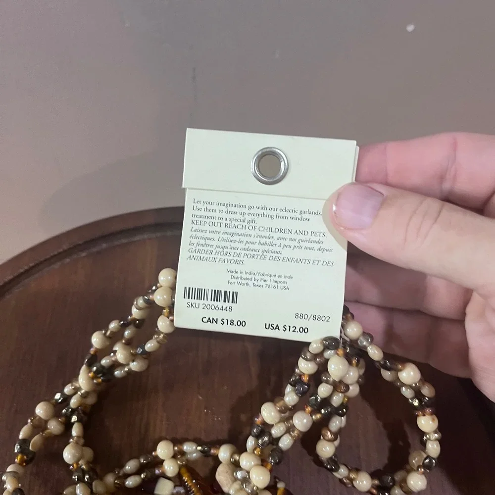 Pier 1 Imports Beaded Accent Garland 60in Boho Acrylic Tassel Cream Brown